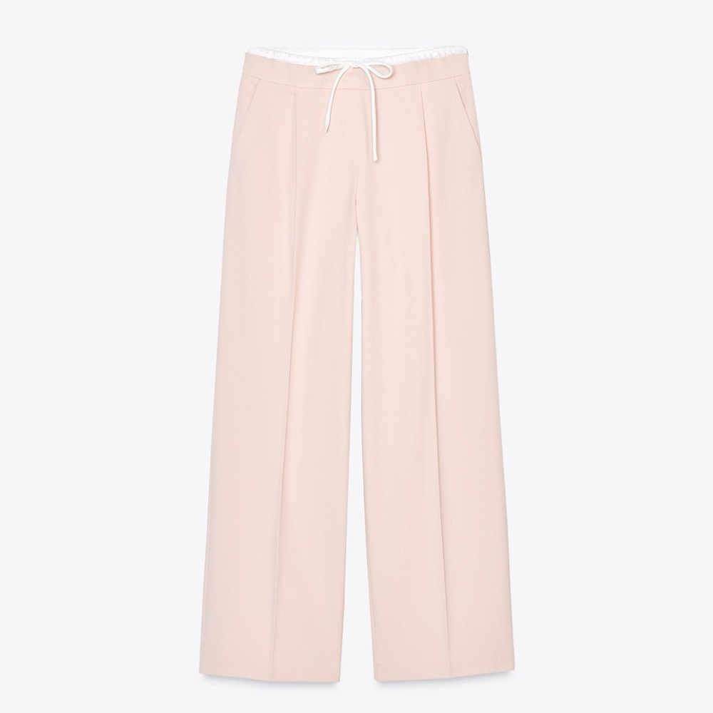 Zara DOUBLE WAIST WIDE LEG PANTS - Picture 7 of 13